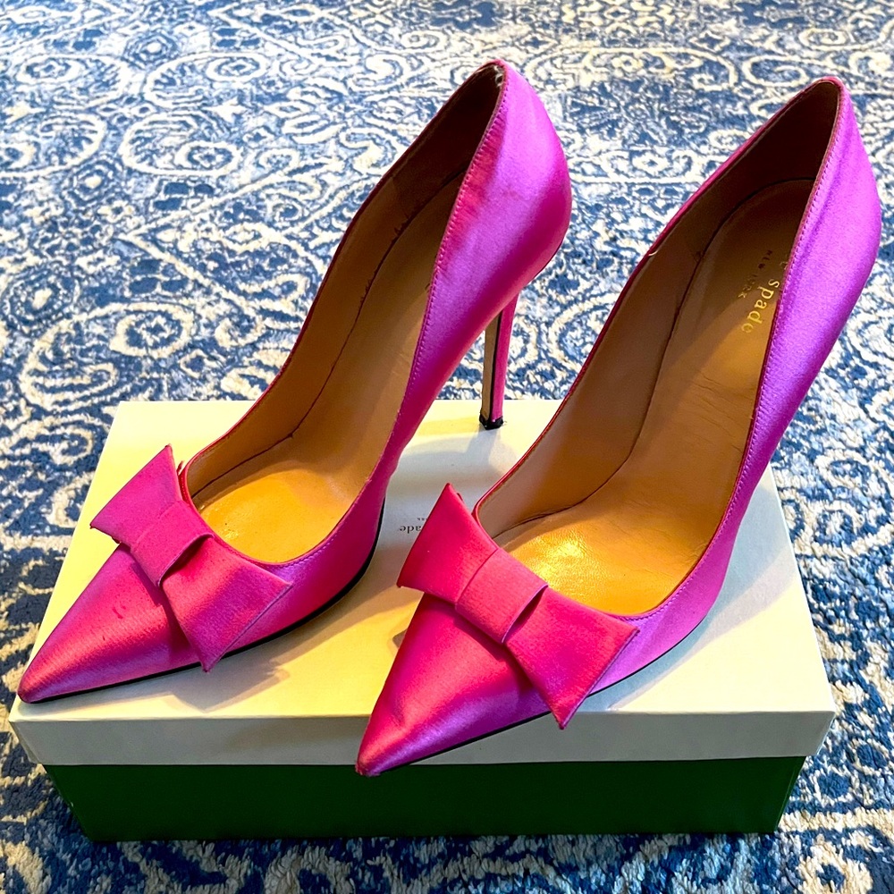 Sold - Kate Spade Pink Satin Bow Pump Sz 10